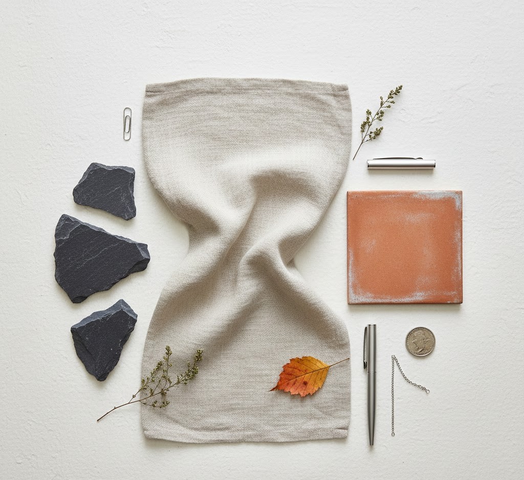 Materialer i slate og terracotta